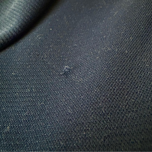 VINTAGE 60s Mod Navy Short Sleeve Mock Neck Shift Sheath Knit Dress - Picture 5 of 8